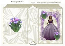 Beautiful Lady in Ornate Frame with Tulips Folded Book