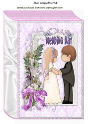 Wedding Couple in Flower Frame with Bow A4 Book