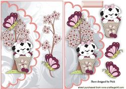 Cute Little Puppy with Blossoms on a Scalloped Envelope