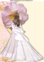 Pretty Lady in Evening Gown with Big Flower A4