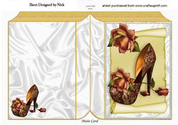 Floral Shoe with Roses on a Scroll Folded Book