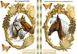 Horse Toppers in Gold Leaf Frames