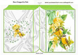Yellow Birds, with Flowers and Bow Folded Book