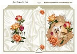 Cute Yorkie in Frame of Roses Folded Book