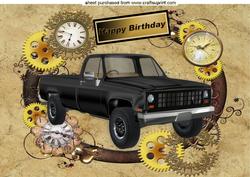 Black Truck in Steampunk Frame A4