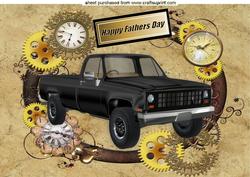 Black Truck in Steampunk Frame for Fathers Day A4