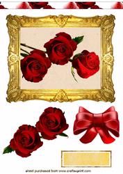 Rose in Gold Frame Decoupage