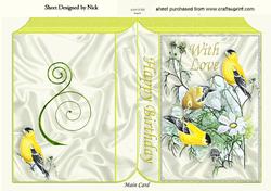 Pretty Yellow Birds with Flowers on a Folded Book