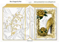 Gold Shoe and Gold Roses, in Gold Frame Folded Book