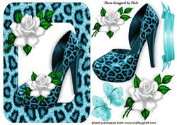 Turq Leopard Print Shoe, with Roses in Frame