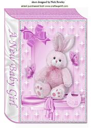 Pink Bunny with Butterflies for Baby Girl A4 Book