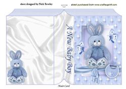 Blue Bunny for Baby Boy with Butterflies Folded Book