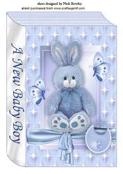 Blue Bunny for Baby Boy with Butterflies A4 Book