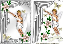 Sweet Angel with Butterflies and Pink Rose