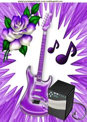 Purple Guitar with Amplifier and Purple Rose A4