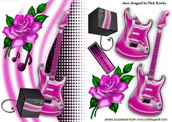 Pink Rose, with Pink Guitar and Amplifier