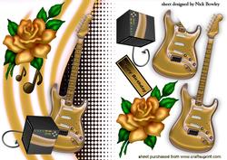 Gold Rose with Guitar and Amplifier