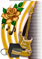 Gold Guitar with Gold Rose and Amplifier A4