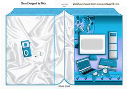 Folded Book with Computer, Laptop and Gadgets in Turq