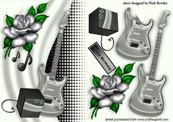 Silver Guitar with Amplifier and Silver Rose