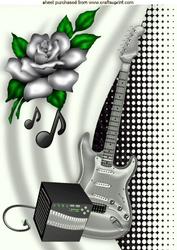 Silver Rose with Guitar and Amplifier A4