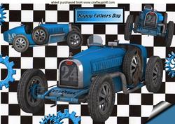 1926 Grand Prix Light Blue Sports Vintage Car for Dad A4
