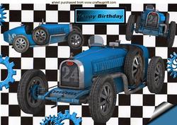 1926 Grand Prix Light Blue Racing Car for Birthday A4