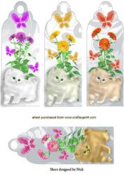 Fluffy Kittens, Flowers and Butterflies Bookmarks
