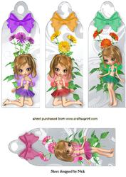 Cute Fairies with Flowers and Bows Bookmarks