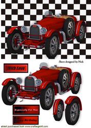 Red Grand 1926 Prix Vintage Sports Racing Car