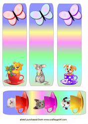 Cute Little Animals in Cups Bookmarks