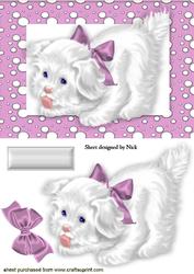 Cute Little Puppy in Pink Spotty Frame with Bow