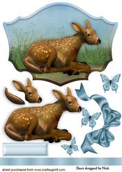 Cute Little Deer in the Meadow with Big Bow
