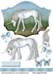 White Unicorn in the Meadows with Bows