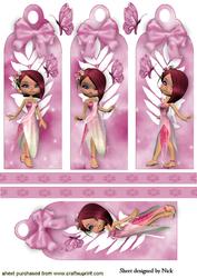 Pretty in Pink Four Pretty Fairy Bookmarks
