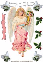 Beautiful Large Pink Angel Decoupage