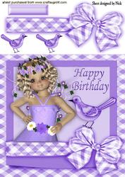 Little Purple Fairy with Little Bird and Bow