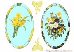Elegant Oval Daffodil & Pansy Topper