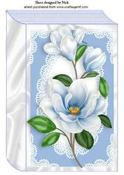 Pretty Blue Flowers in Lace Frame A4 Book