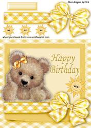 Fuzzy Bear with Little Sunshine in Bow Frame