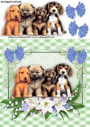 Sooooooo Cute! Four Little Puppies with Flowers
