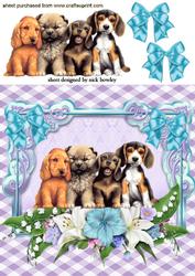 Cute Puppies with Flowers and Bows