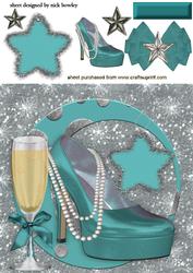 Turq Shoe with Pearls Champagne and Stars