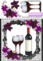 Flowers Glasses and Champagne in Lace Frame