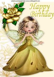 Fairie in Gold with Gold Rose A4