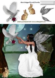 Fairie in Woodland with White Dove