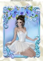 Beautiful Ballerina Sitting Down in a Frame of Flowers