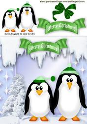 Cute Little Christmas Penguins with Bow