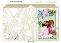 Baby Girl with Teddy in Flower Frame Folded Book