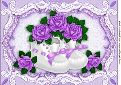 Baby Girl Booties with Purple Roses A4